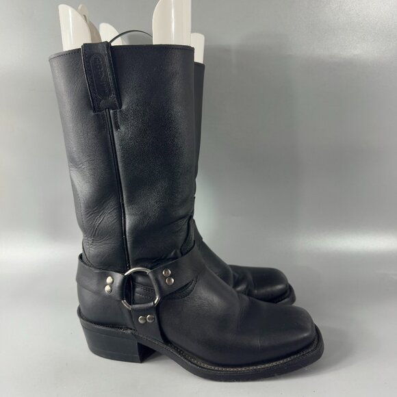 Boulet Western Style Black Leather Harness Boots Cowboy Boots, Size 8 1/2 main image 8